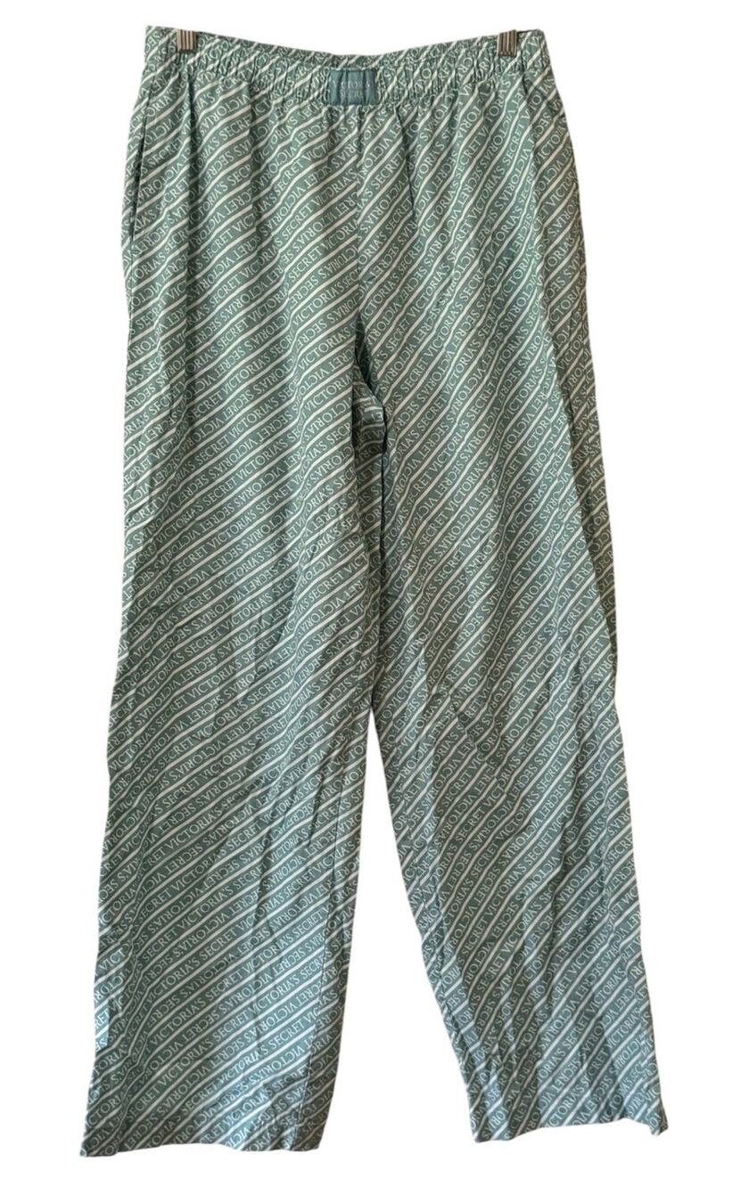 Victoria’s Secret Script Pajama Pants Women medium Intimates Lounge Teal Pajamas